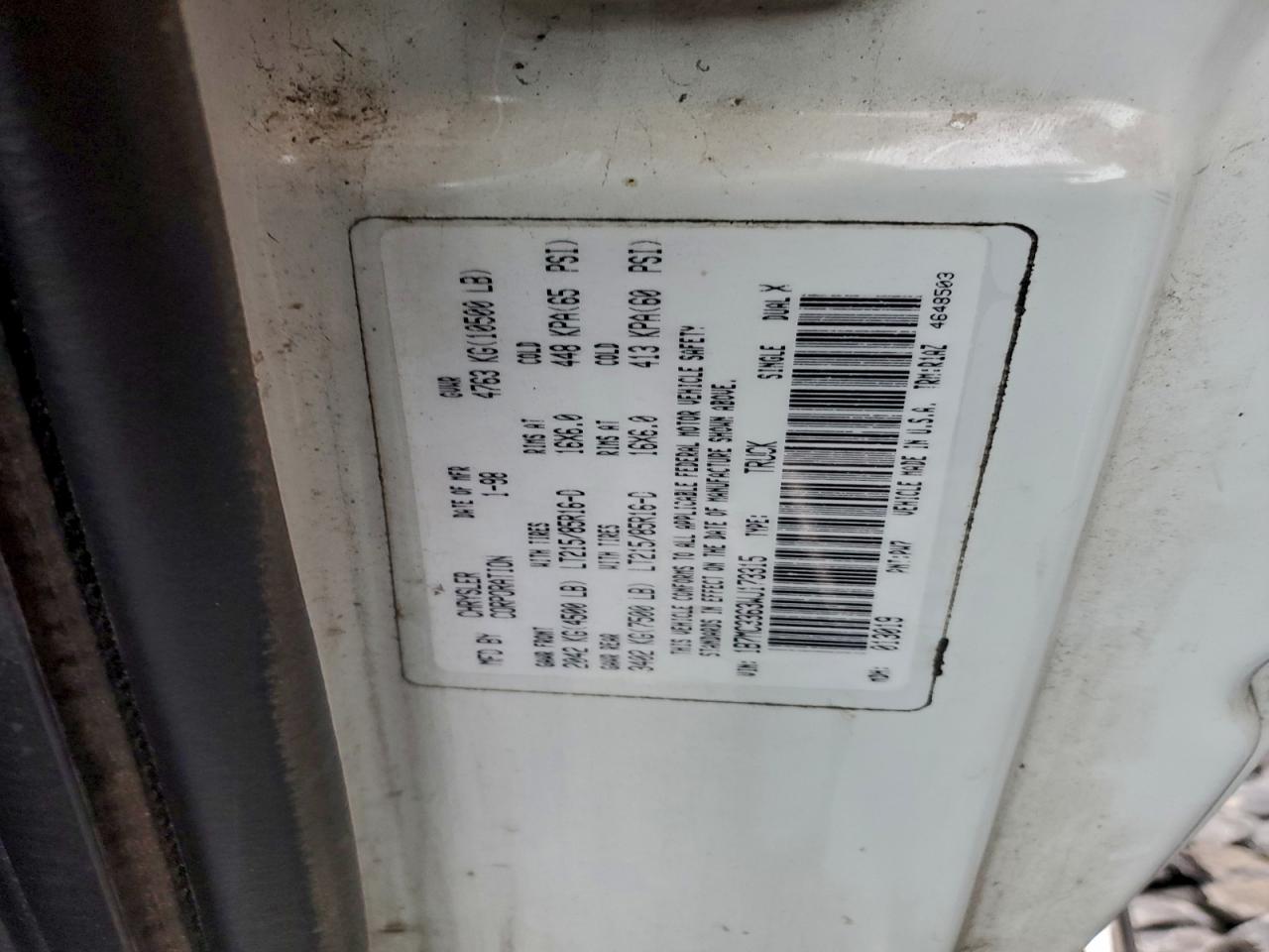 Lot #3302825899 1998 DODGE RAM 3500