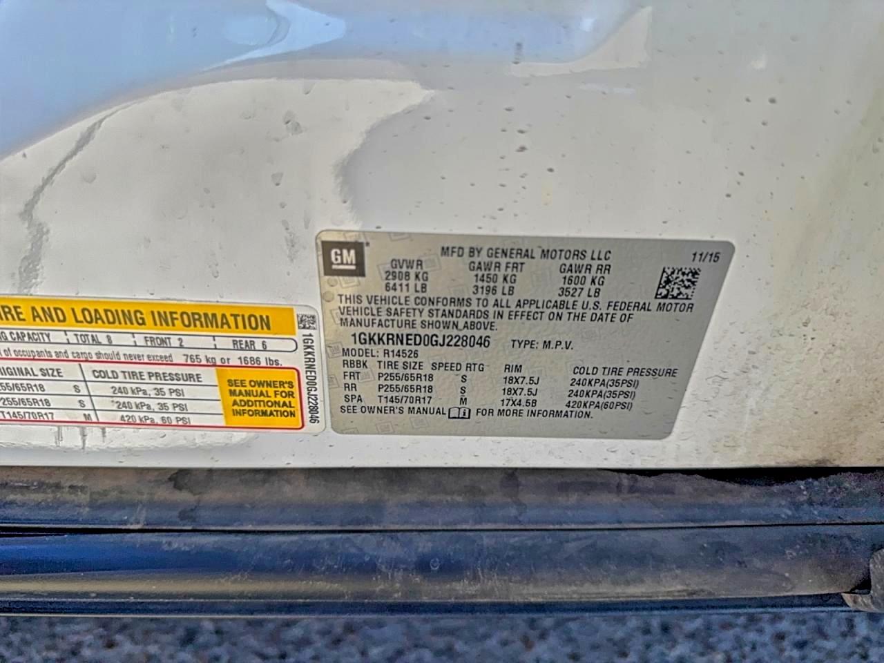 Lot #3316733402 2016 GMC ACADIA SLE