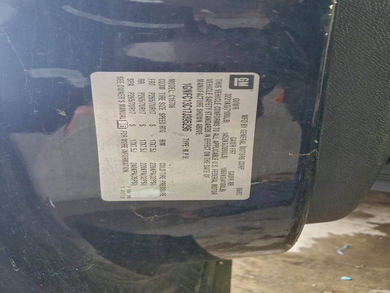 Lot #3311671230 2007 CHEVROLET TAHOE C150