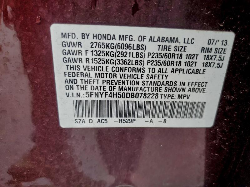 2013 HONDA PILOT EXL #3302964632