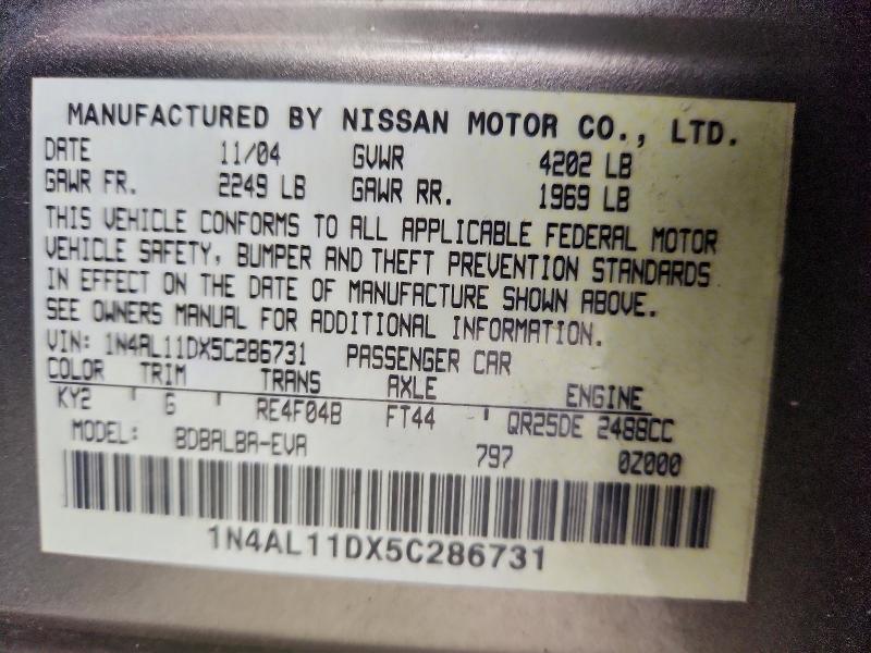 2005 NISSAN ALTIMA S #3302936674