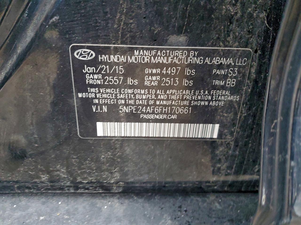 Lot #3312440644 2015 HYUNDAI SONATA SE