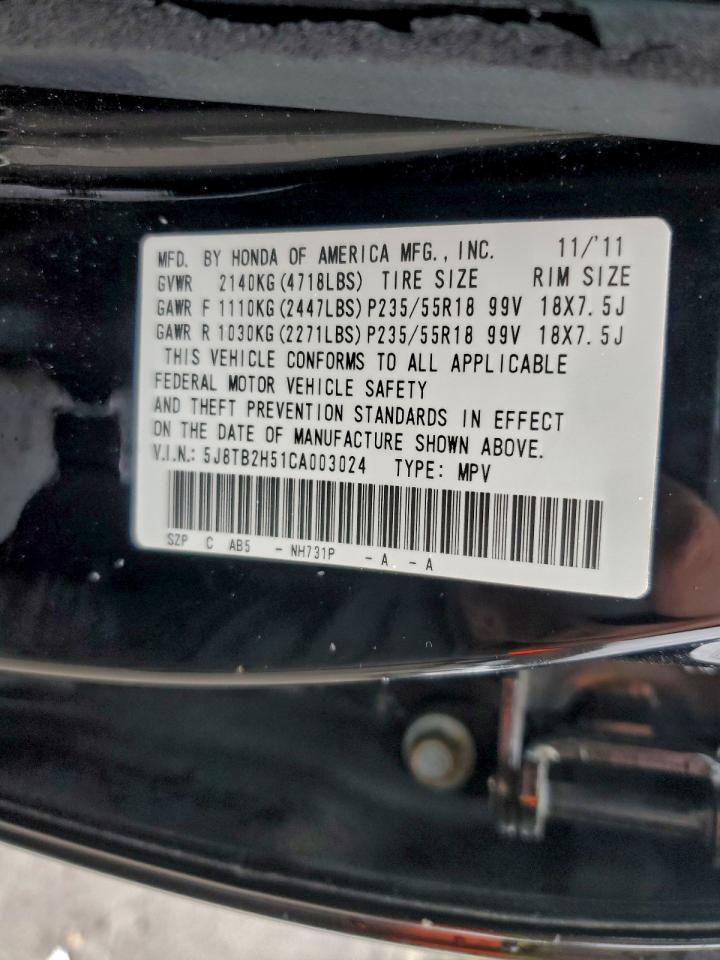 Lot #3310321968 2012 ACURA RDX TECHNO