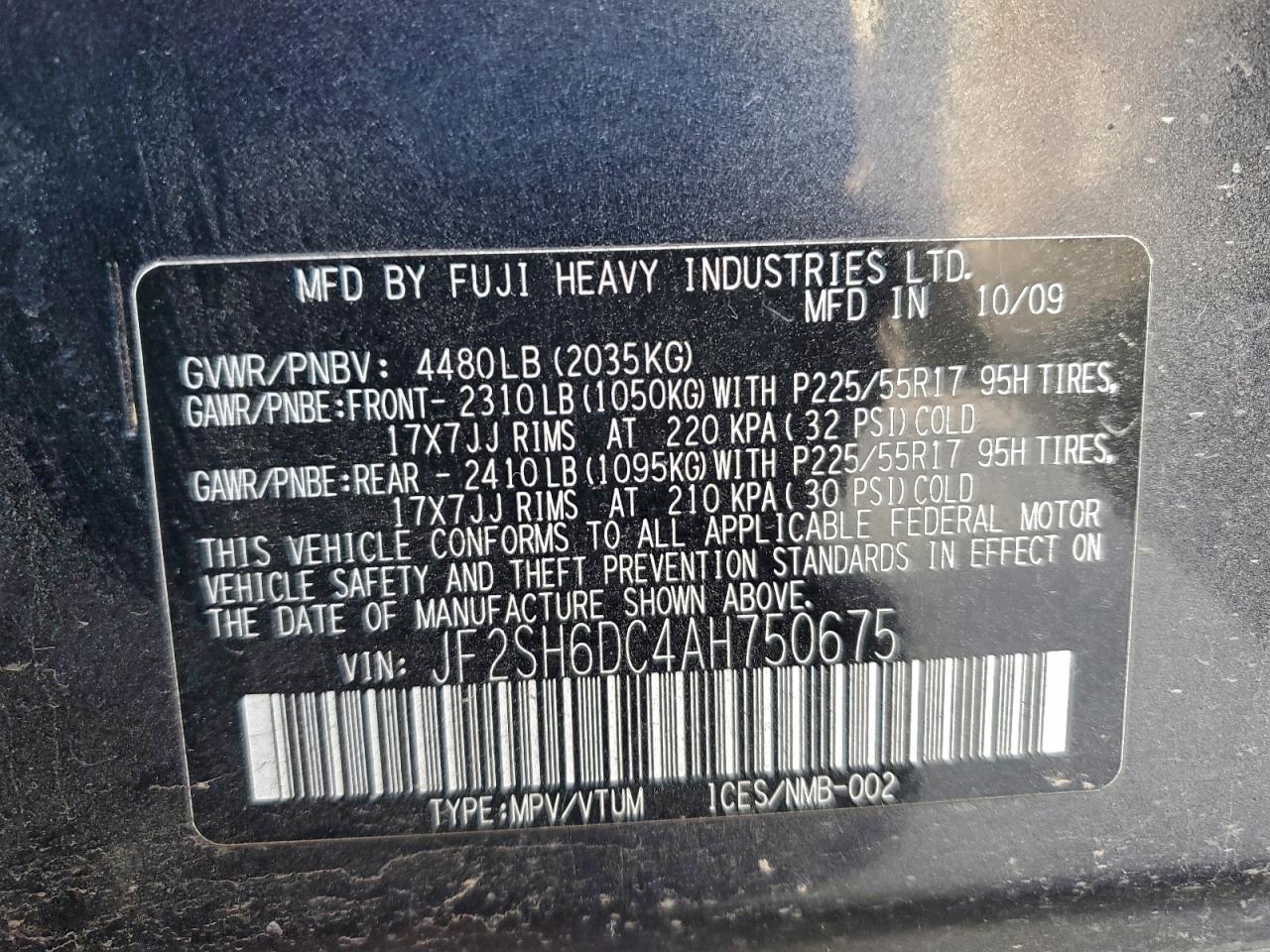 Lot #3308459325 2010 SUBARU FORESTER 2