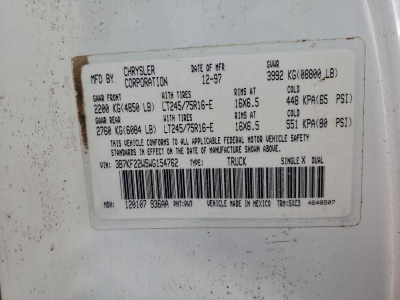 1998 DODGE RAM 2500 #3310522052