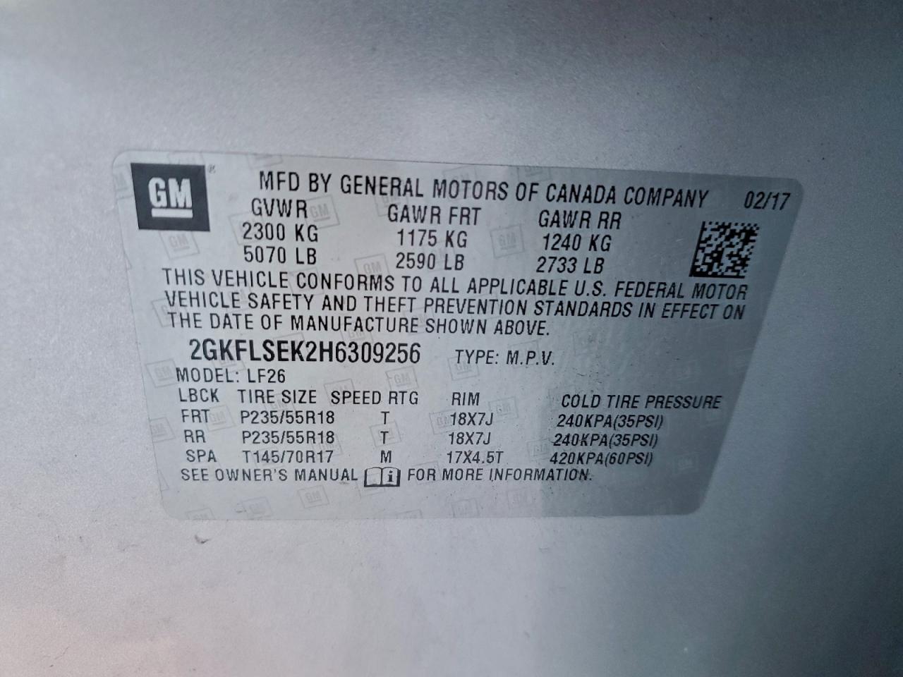 Lot #3305312319 2017 GMC TERRAIN SL