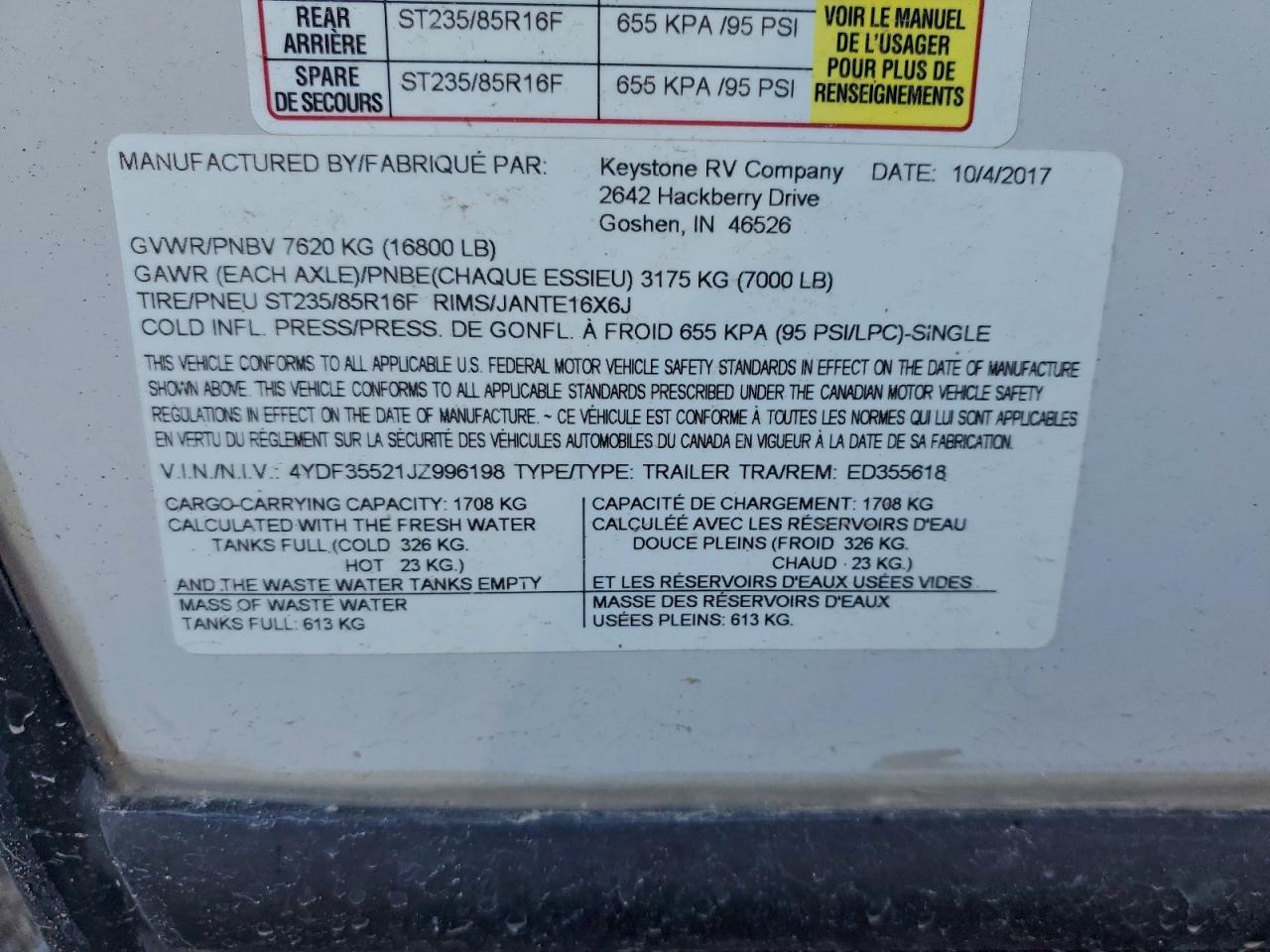 Lot #3318935914 2018 DUTCHMEN TRAILER