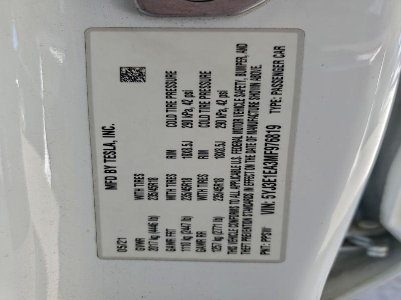 2021 TESLA MODEL 3 #3315666773