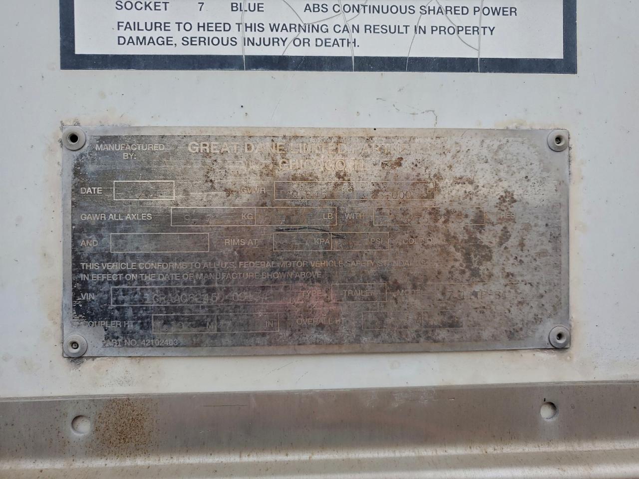 Lot #3318965921 2005 GREAT DANE 53 FT