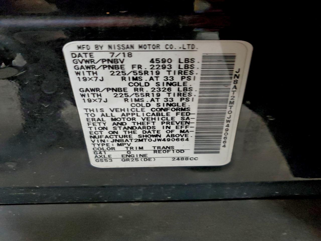 Lot #3302710007 2018 NISSAN ROGUE S