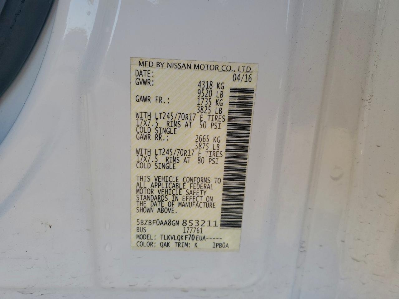 NISSAN NV3500 3500 S