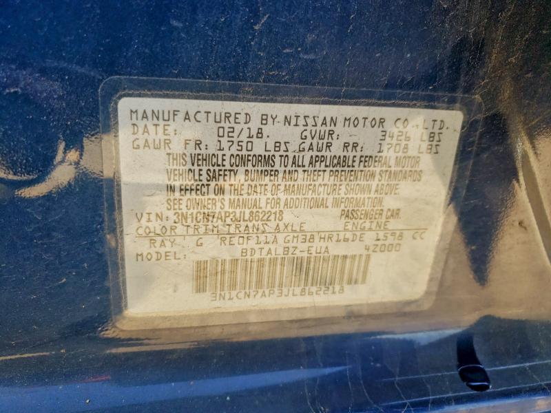 2018 NISSAN VERSA S #3303988720