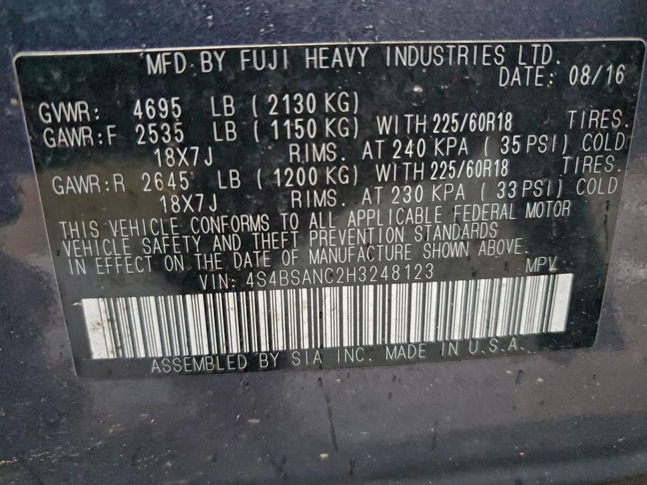 SUBARU OUTBACK 2.5I LIMITED