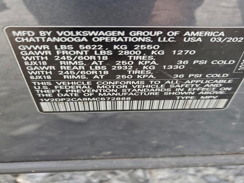 2021 VOLKSWAGEN ATLAS SE #3315831344