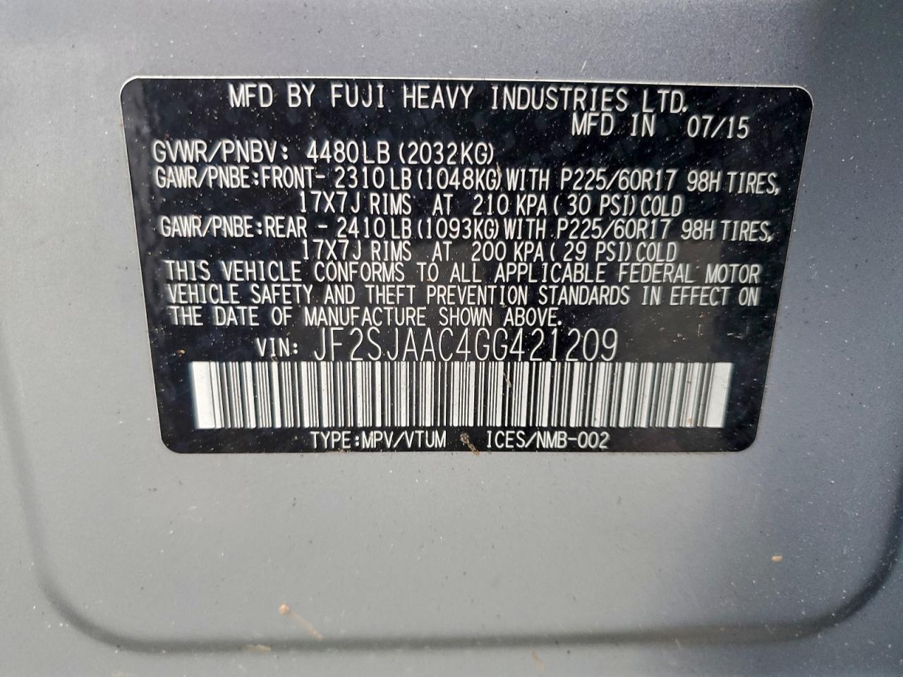 SUBARU FORESTER 2.5I