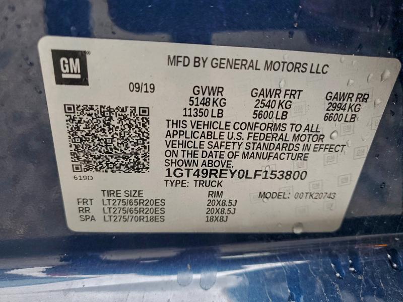 2020 GMC SIERRA K25 #3302886896