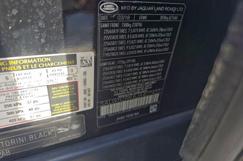 2018 LAND ROVER RANGE ROVE #3304612446