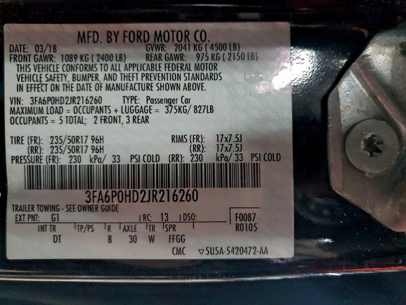 2018 FORD FUSION SE #3305423458