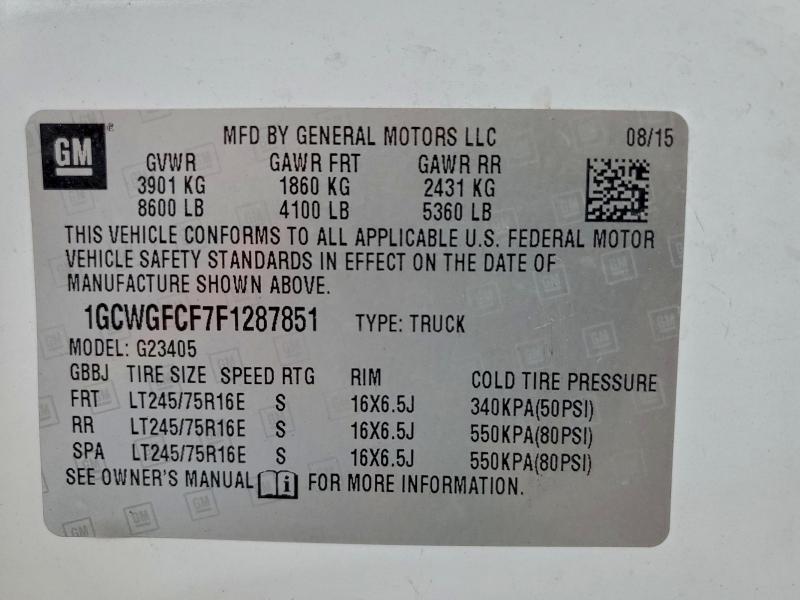 2015 CHEVROLET EXPRESS G2 #3301769336