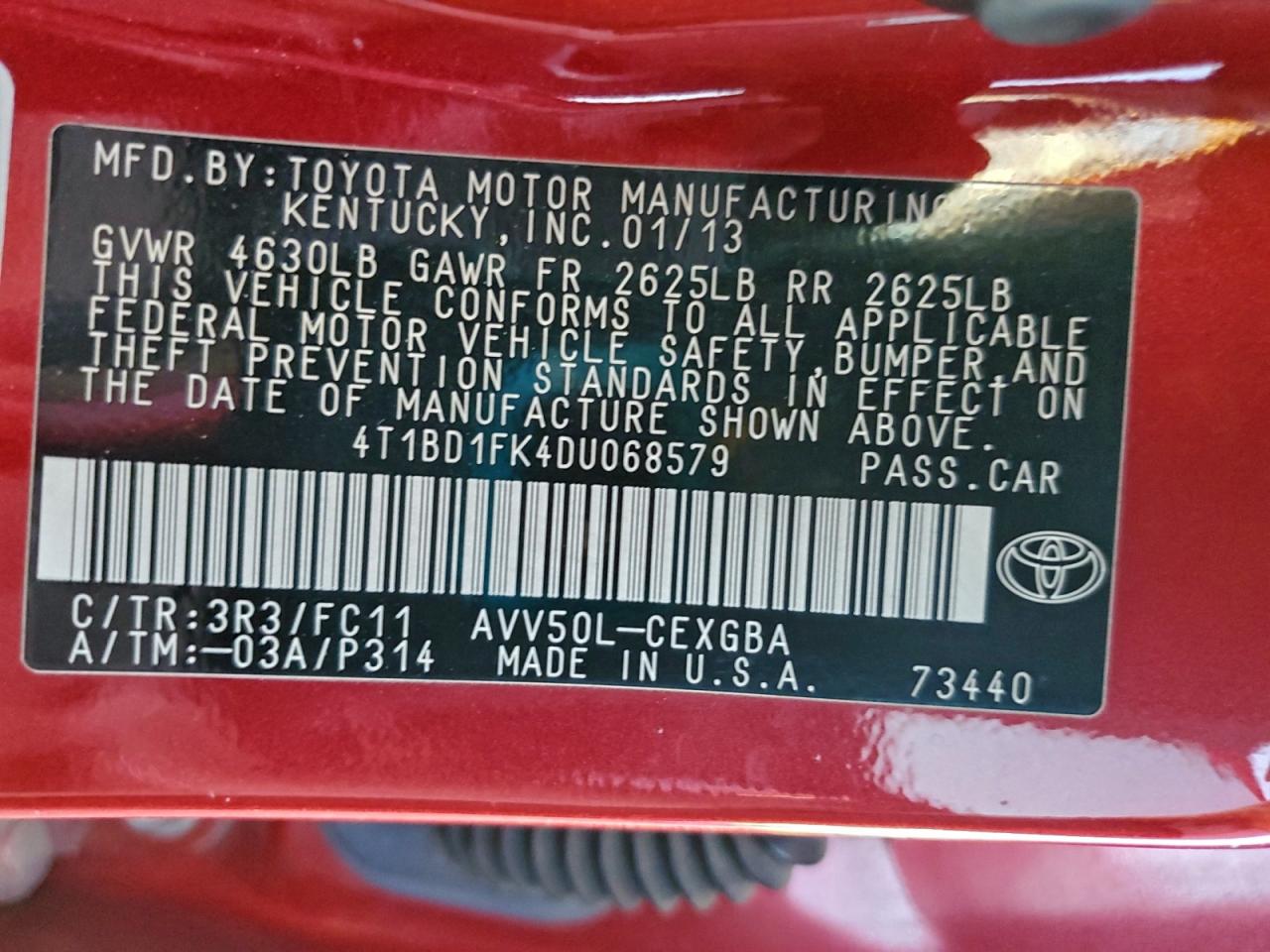 Lot #3317831224 2013 TOYOTA CAMRY HYBR