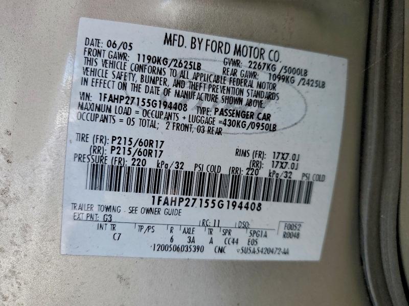 2005 FORD FIVE HUNDR #3316838670