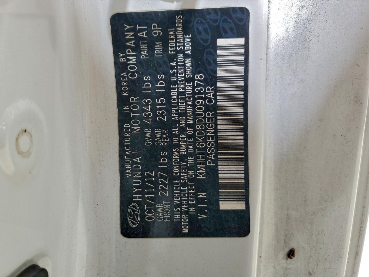 Lot #3308289176 2013 HYUNDAI GENESIS CO