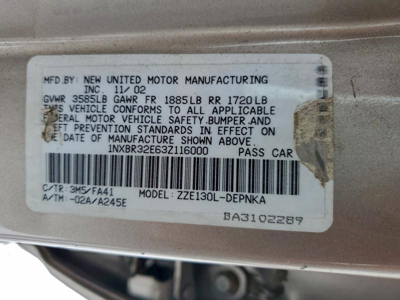 2003 TOYOTA COROLLA CE #3303732437