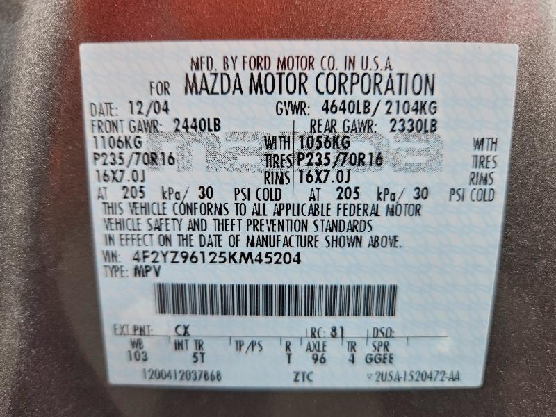 2005 MAZDA TRIBUTE S #3319480667