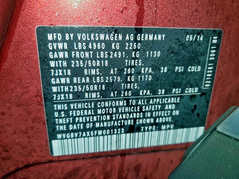 2015 VOLKSWAGEN TIGUAN S #3311483253