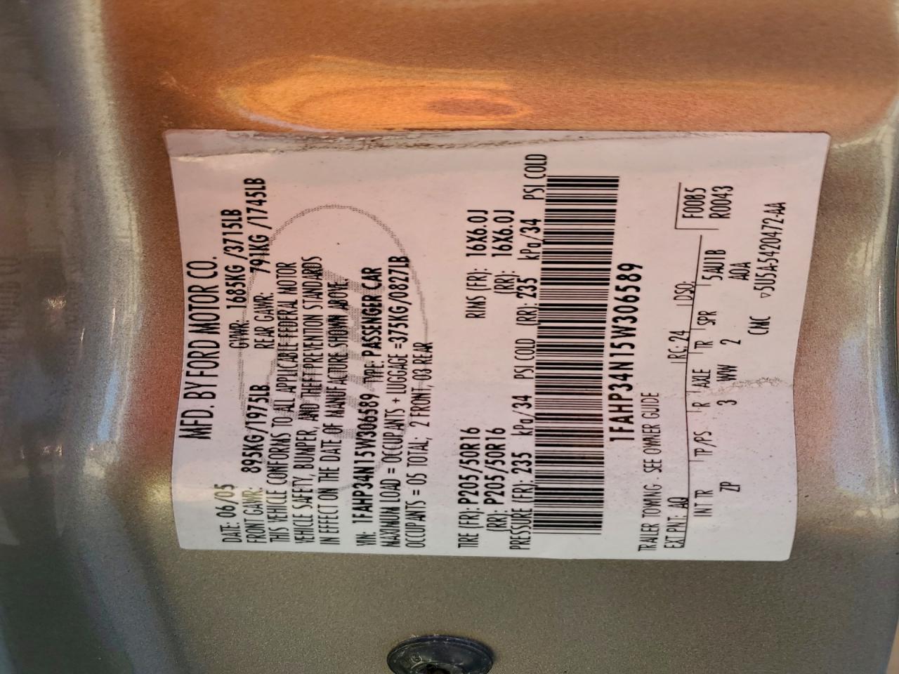 Lot #3315952088 2005 FORD FOCUS ZX4