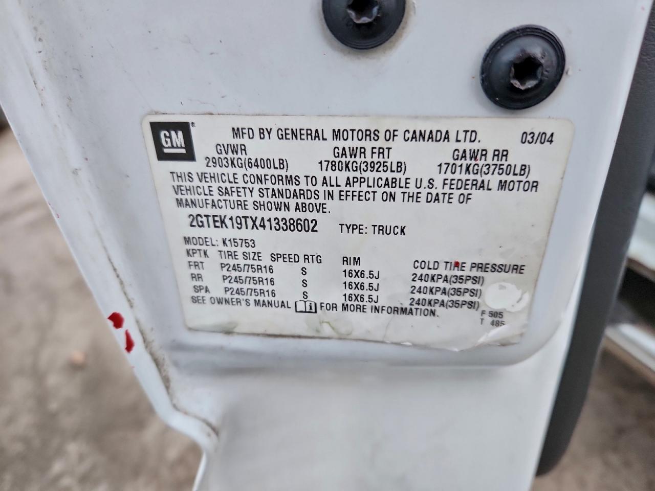 Lot #3310318043 2004 GMC NEW SIERRA