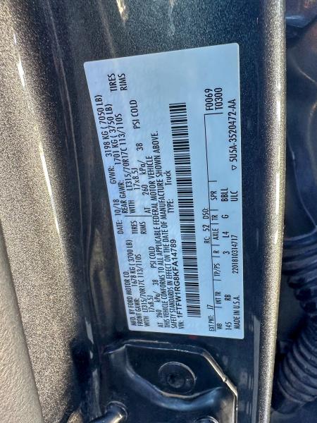 2019 FORD F150 RAPTO #3303563934