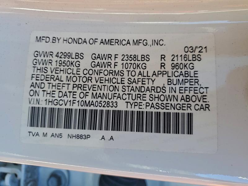 2021 HONDA ACCORD LX #3305423464