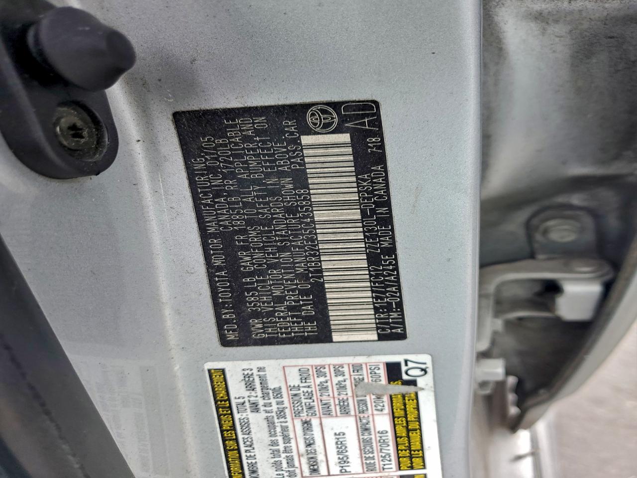 Lot #3316738435 2005 TOYOTA COROLLA CE