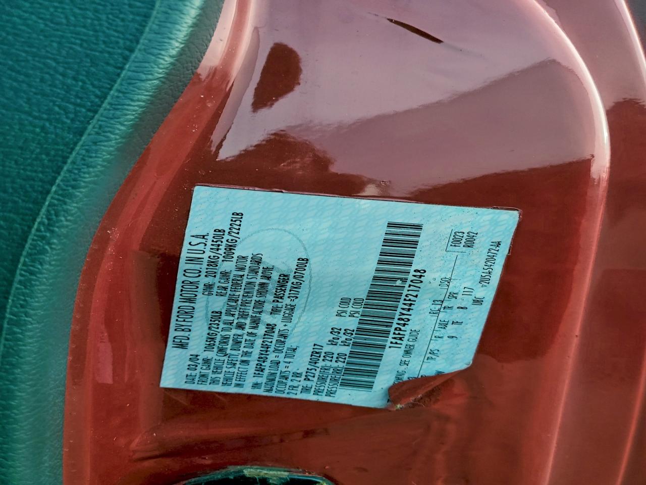 Lot #3309245617 2004 FORD MUSTANG CO