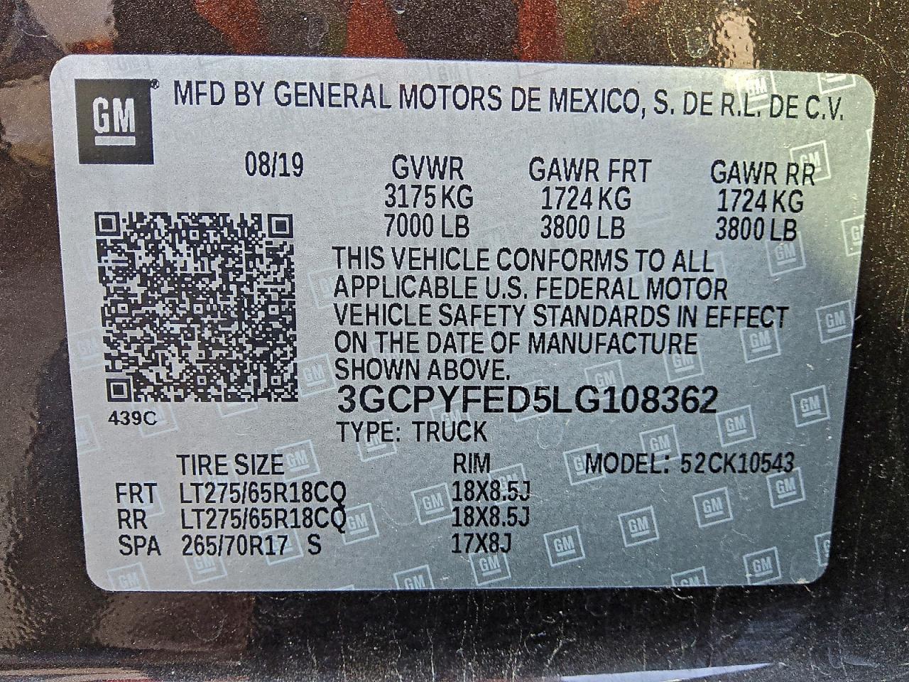 Lot #3311430457 2020 CHEVROLET SILVERADO